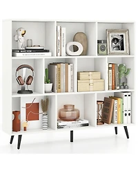 Slickblue 10-Cube Organizer Bookcase with Sturdy Metal Frame
