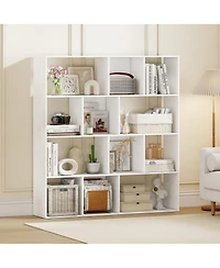 Slickblue 4-Tier Open Shelf Bookcase with 12 Storage Compartments
