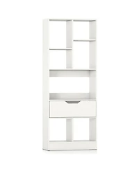 Slickblue 51 Inch Bookcase with Drawer and 7 Storage Compartments