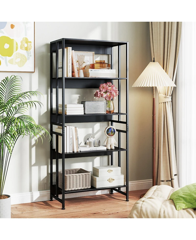 Slickblue 5-Level Bookcase with Adjustable Tilt Storage Shelves