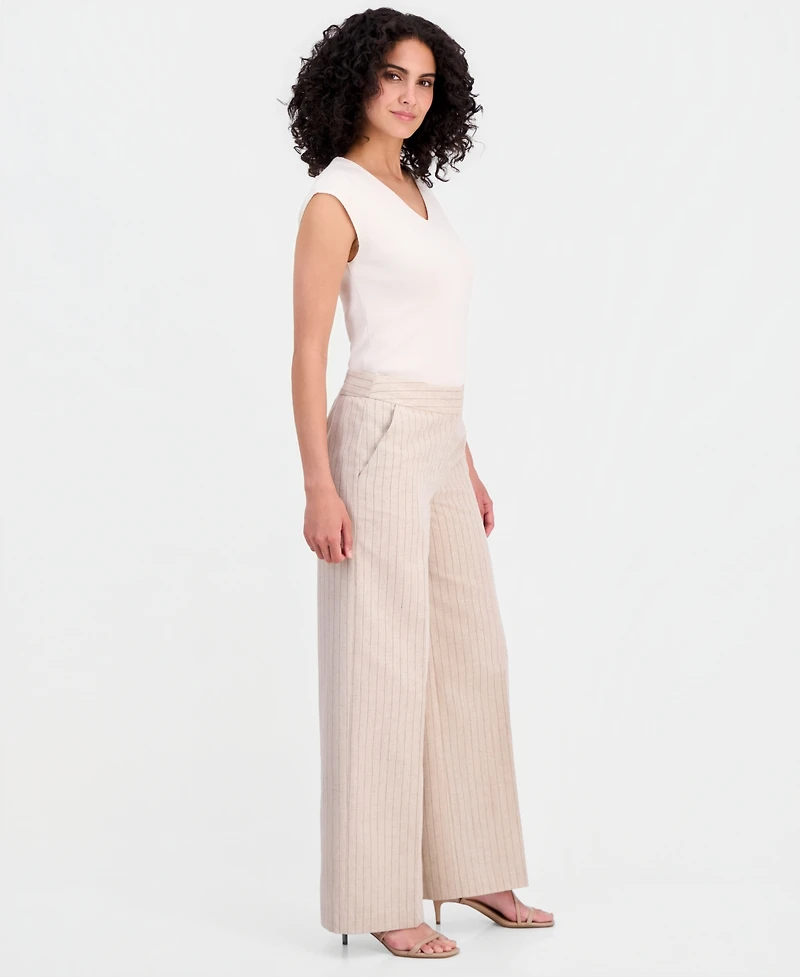 Tahari Asl Women's Pinstripe Wide-Leg Pants