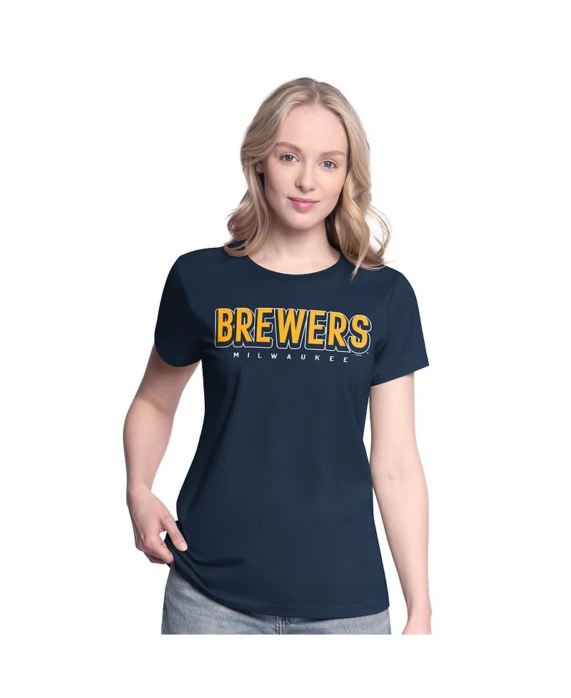 G-iii 4Her by Carl Banks Women's Navy/Gold Milwaukee Brewers Two T-Shirt Combo Pack