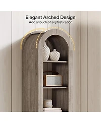 Tribesigns 6-Tier Narrow Bookshelf, 74.8" Tall Arched for Small Space, Home Office(2 Pcs)