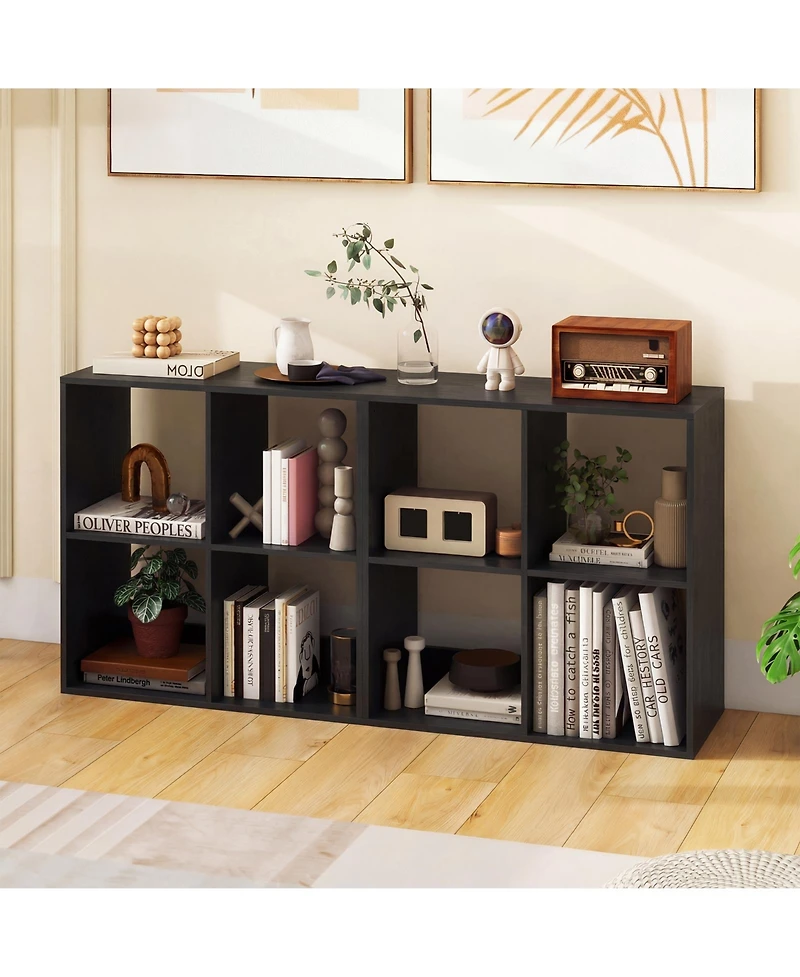 Slickblue 4-Cube Bookcase with Guardrail for Bedroom or Living Room