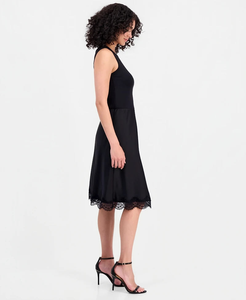Tahari Asl Women's Satin Lace-Trim A-Line Skirt