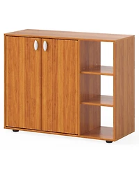 Sugift 3-Tier Shoe Cabinet with Doors with Adjustable Open Shelves for Entryway