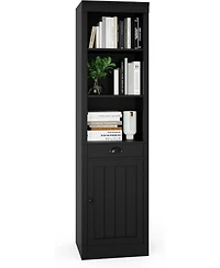 gaomon Narrow Bookcase with Drawer, 71" Tall, 3-Tier Shelves and Door, Wooden Storage Cabinet for Living Room, Office, Bedroom