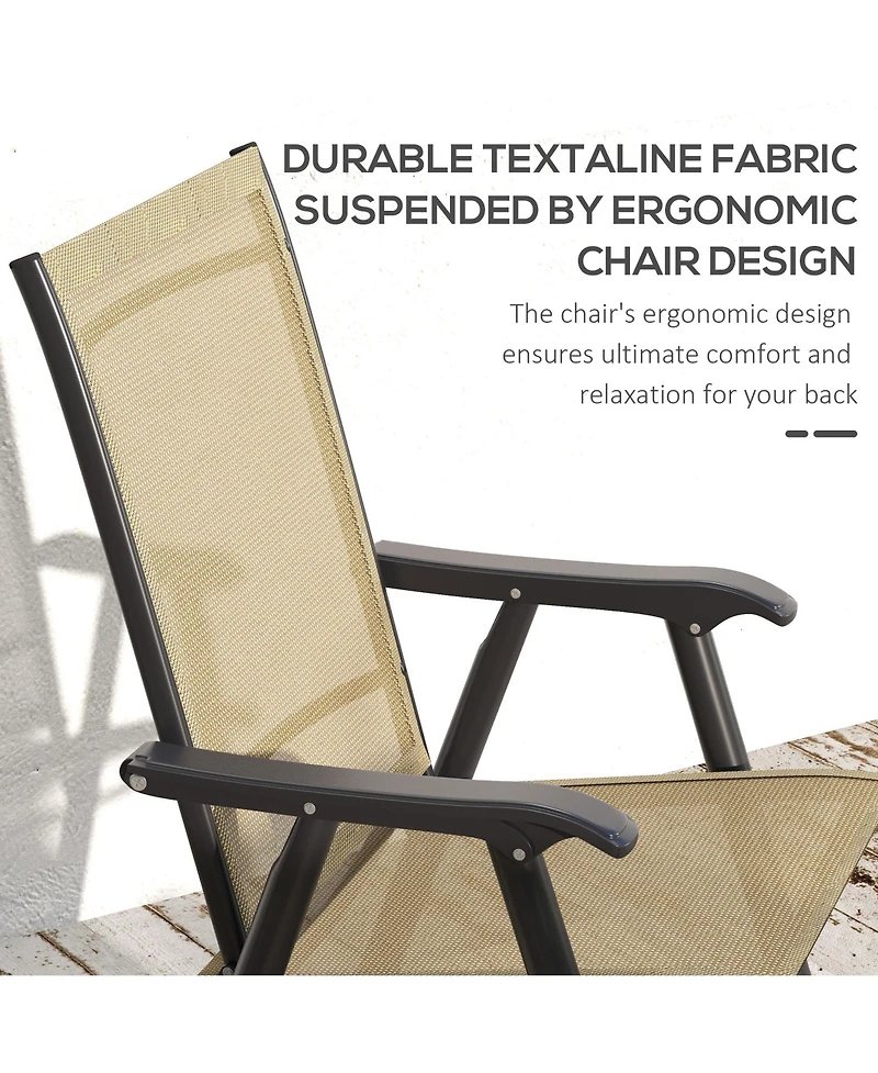 Outsunny Set of 4 Outdoor Folding Chairs for Patio, Camping, Beach,