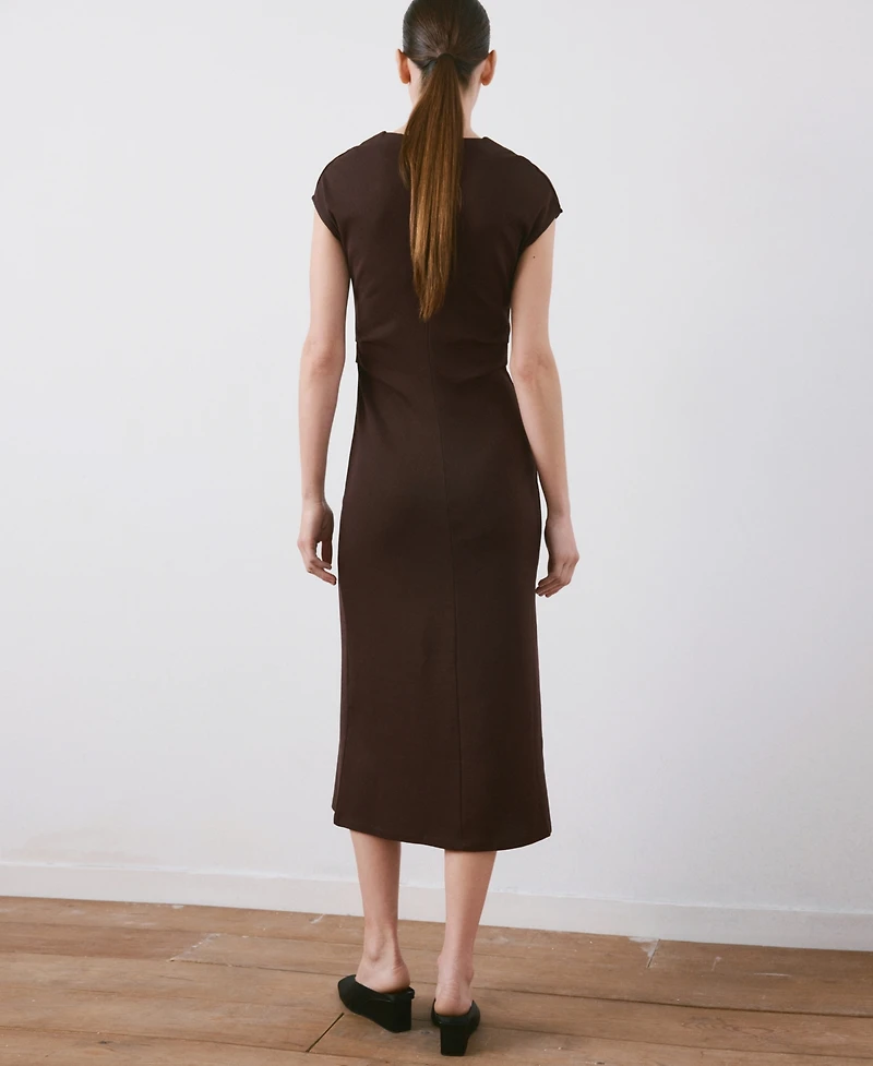 Mango Women's Draped Detail Midi-Dress