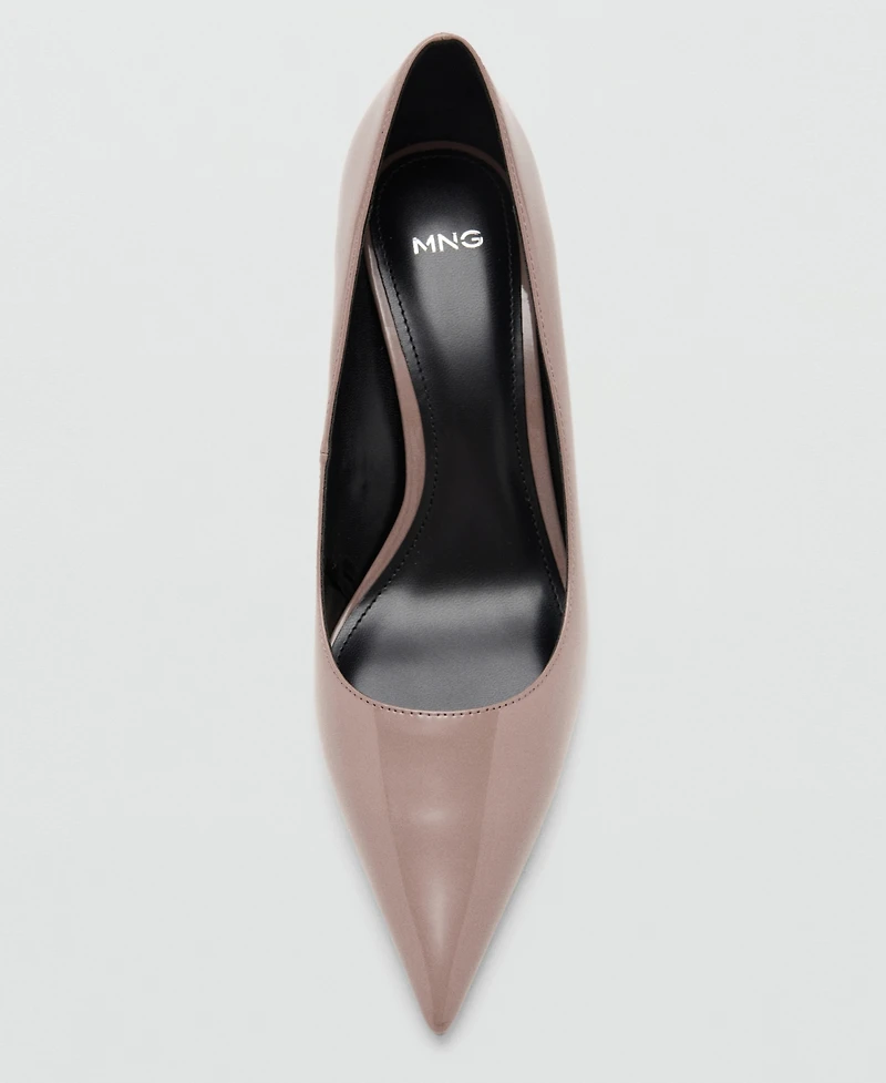 Mango Women's Patent Leather Effect Pointed-Toe Court Shoes