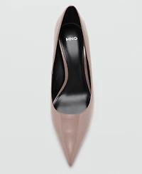 Mango Women's Patent Leather Effect Pointed-Toe Court Shoes