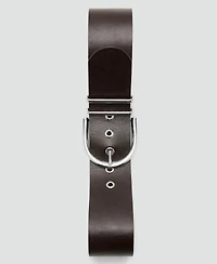 Mango Women's Oval Buckle Leather Belt