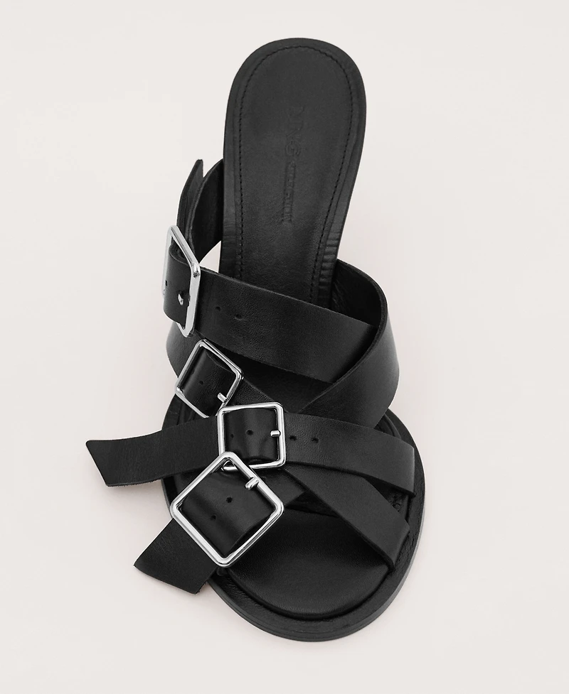 Mango Women's Buckles Leather Strap Sandals