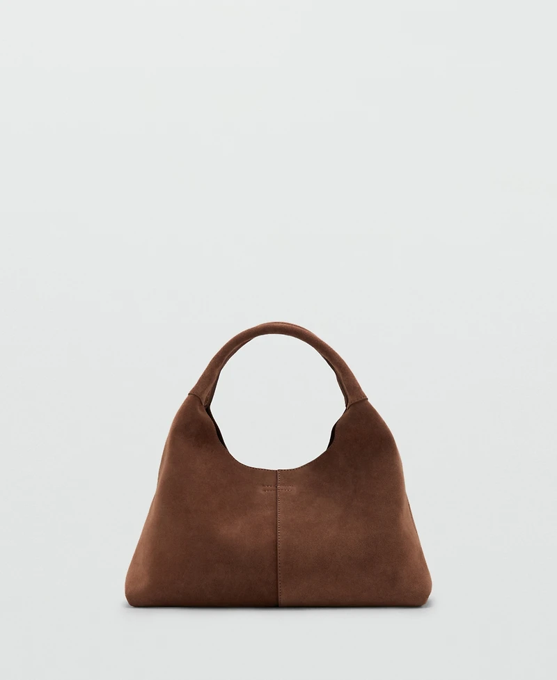 Mango Women's Stitching Detail Suede Shoulder Bag