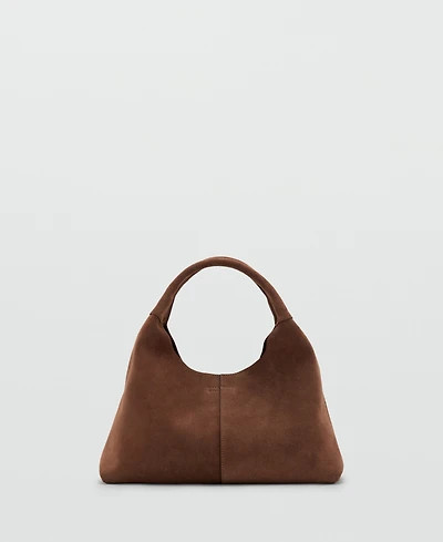 Mango Women's Stitching Detail Suede Shoulder Bag