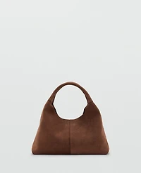 Mango Women's Stitching Detail Suede Shoulder Bag