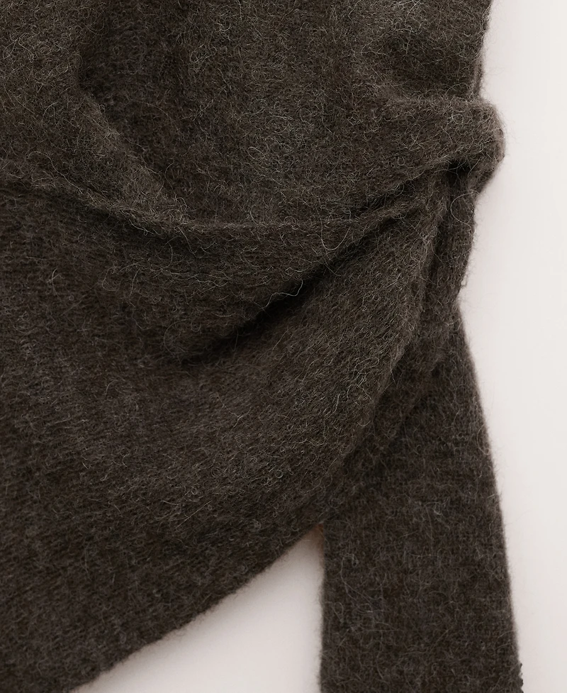 Mango Women's Asymmetrical Semi-Sheer Alpaca Top