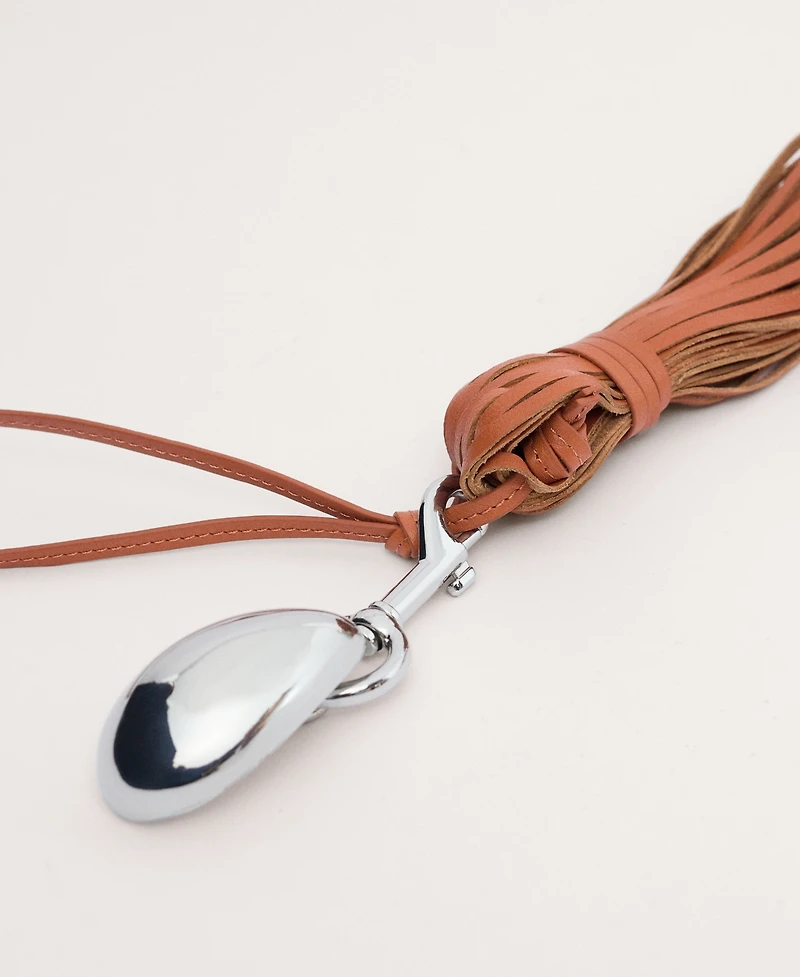 Mango Women's Leather Tassel Keychain