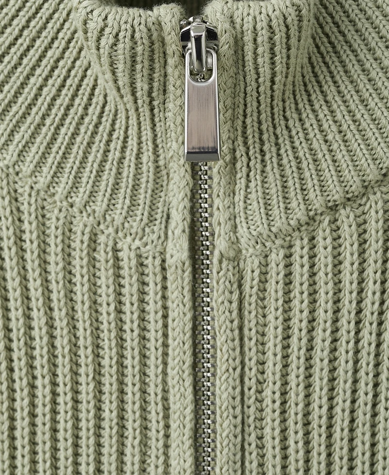 Mango Women's Zip Ribbed Knitted Top