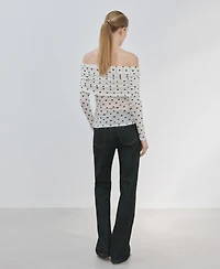 Mango Women's Polka-Dot Strapless Shirt