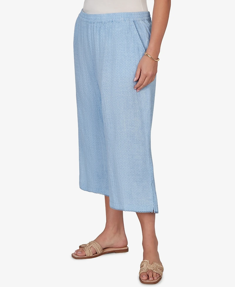 Ruby Rd. Plus Snow Washed Gauze Pull-On Capri Pants