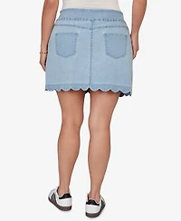 Ruby Rd. Plus Scalloped Hem Stretch Denim Skort