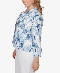 Ruby Rd. Plus Toile Print Trademark Denim Jacket