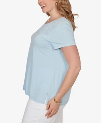 Ruby Rd. Plus Paisley Lace Solid Knit T-Shirt