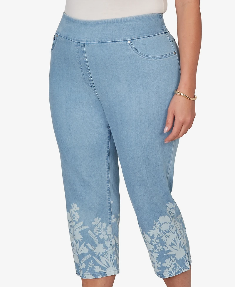 Ruby Rd. Plus Printed Hem Denim Capri Pants