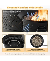 Sugift 24.5 Inch Portable Propane Fire Pit with Carry Strap and Folding Legs