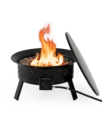 Sugift 24.5 Inch Portable Propane Fire Pit with Carry Strap and Folding Legs