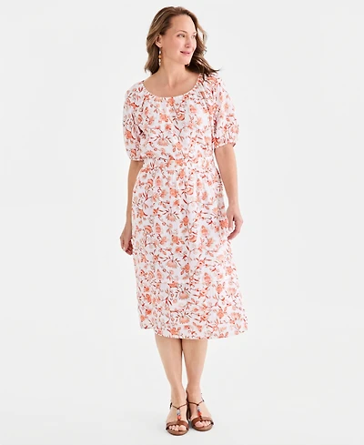 Style & Co Women's Printed Cotton Gauze Pull-On Midi Skirt, Macy's Exclusive