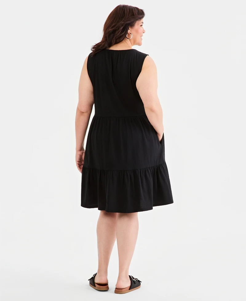 Style & Co Plus Sleeveless Tiered Tank Dress, Macy's Exclusive