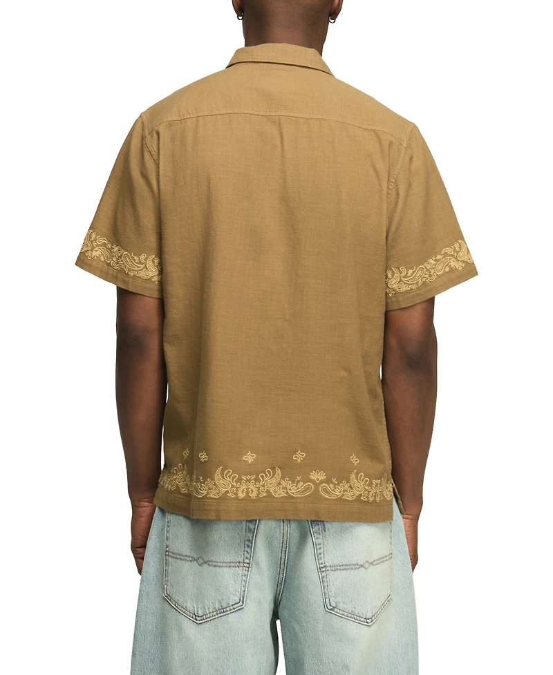 Lucky Brand Men's Short-Sleeve Bandana Eyelet Shirt