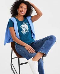 Style & Co Women's Printed Short-Sleeve Crewneck T-Shirt, Macy's Exclusive
