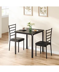 gaomon Modern 3-Piece Dining Table Set, Square Table & 2 Upholstered Chairs, Compact Kitchen and Dining Furniture, Apartment