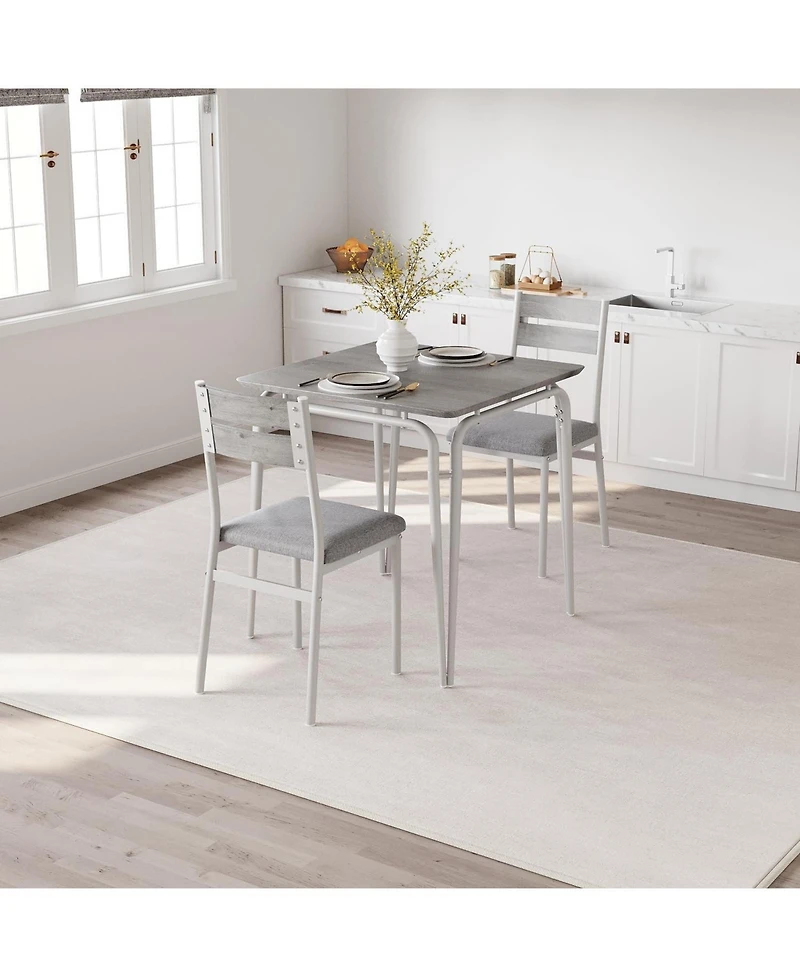 gaomon 3-Piece Dining Table for 2, Space-Saving Square Kitchen Table Set with Steel Frame, Apartment or Small Space