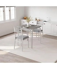 gaomon 3-Piece Dining Table for 2, Space-Saving Square Kitchen Table Set with Steel Frame, Apartment or Small Space