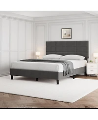 gaomon Queen Linen Upholstered Platform Bed, Adjustable Headboard, Noise-Free Mattress Foundation, Strong Slats, No Box Spring