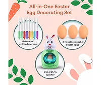 Sperric Easter Egg Art Decorator Kit, Mess-Free Egg Painting Set with Easter Egg Spinner Stand, 8 Colorful Markers and 3 Plastic Eggs