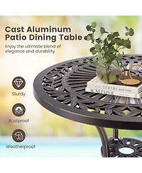Clihome 24" Round Cast Aluminum Patio Bistro Table with 2" Umbrella Hole