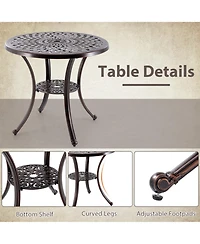 Clihome 31" Round Cast Aluminum Patio Table with 2" Umbrella Hole