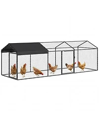 Large Metal Chicken Coop, Chicken Run with Waterproof and Anti-uv Cover