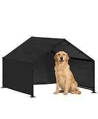 PawHut Dog Shade Shelter Outdoor, Dog House Outside with Canopy