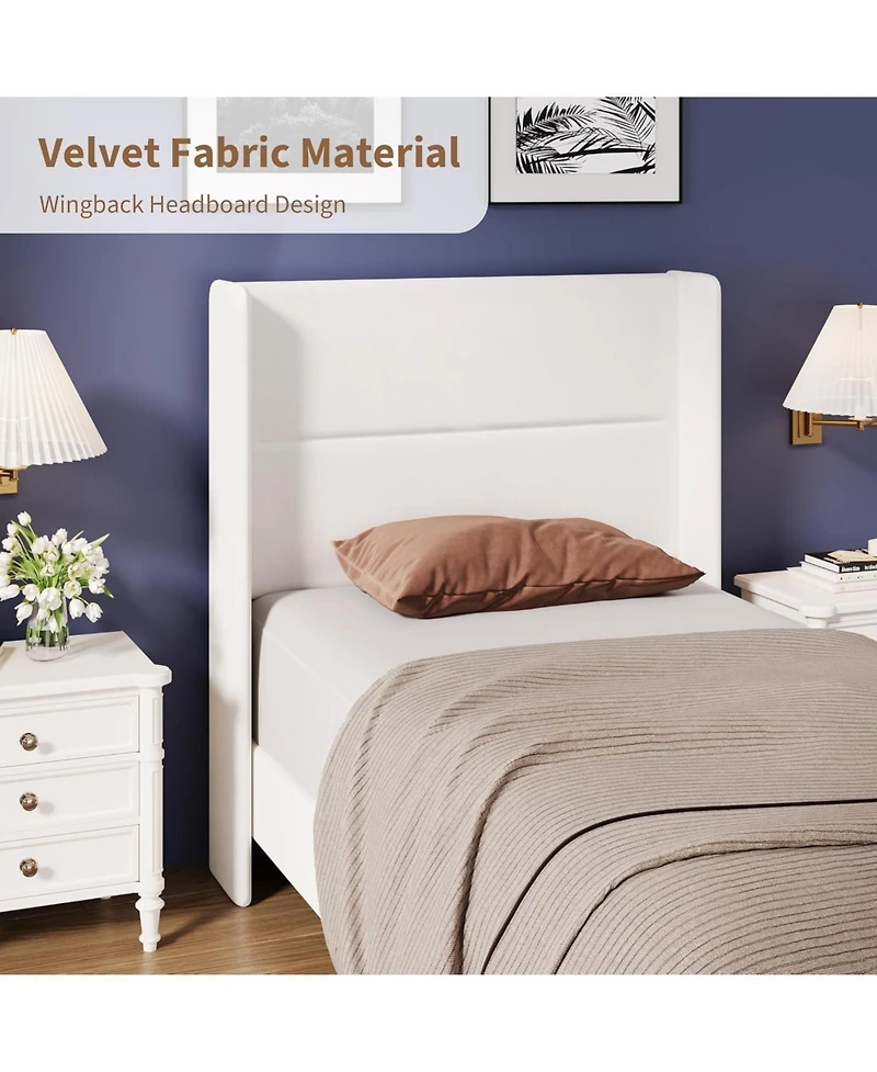 gaomon Soft Upholstered Platform Bed Frame with Wingback Headboard – Sturdy Wooden Slats, Noise-Free, No Box Spring Needed