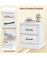 Sugift Compact Wooden Floor Nightstand with Storage Drawers