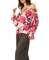 Ivonne Women's Off-Shoulder Long Sleeve Printed Blouse