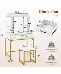 Sugift Vanity Desk with Storage Drawers and Charging Station