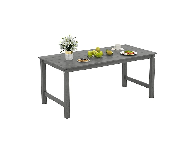 Slickblue 6 Person Patio Dining Table with Wood Look Top