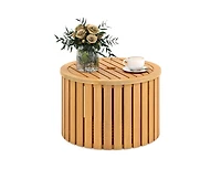 Slickblue Round Acacia Wood Outdoor Side Table with Hidden Storage